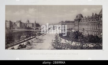 VINCENT DE MARTENS - PARIGI - IL MOLO E PELLETIER CITY HALL Vincent Fréderic de Martens (1806-1885). "Le quai Pelletier et l'Hôtel de Ville, vue pry du quai de la Grève". Fotografie. Parigi, musée Carnavalet. Foto Stock