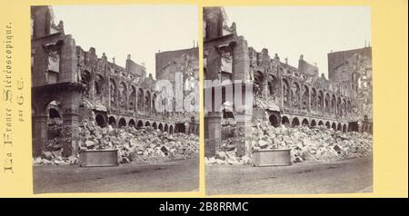 IL QUARTIERE DI PARIGI - IL MINISTERO DELLA FINANZA IN ROVINA le Ministère des finances en ruines après l'incendie de la commune. Parigi (Ier arr.). Vue stéréoscopique, 1871. Parigi, musée Carnavalet. Foto Stock