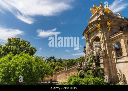 Fontana Cascada al Parco della Ciutadella con accesso pubblico a Barcellona. Foto Stock