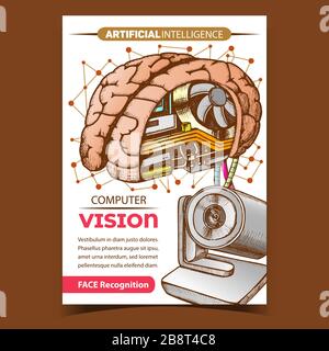 Vettore banner pubblicitario creativo di computer Vision Illustrazione Vettoriale