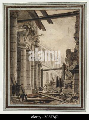 Il peristilio del Louvre (?), 1 ° distretto. (Titolo fittizio) | prospettiva composita sul peristilio del Louvre dall'Hotel du Petit-Bourbon, 1 ° distretto. (Titolo fittizio) Foto Stock