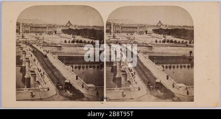 Ponte della Concorde - Vista dal palazzo dei Borboni a Place de la Concorde, 8° arrondissement, Parigi Pont de la Concorde - Vue Prise du palais Bourbon vers la Place de la Concorde, Parigi (VIIIème arr.) . Anonima fotographie. Albuminé di papier, 1850-1900. Parigi, musée Carnavalet. Foto Stock