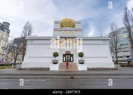 Vienna, Austria. Edificio della Secessione, Wiener Secessionsgebaude - sala espositiva Arte Contemporanea costruita nel 1897 da Joseph Maria Olbrich Foto Stock