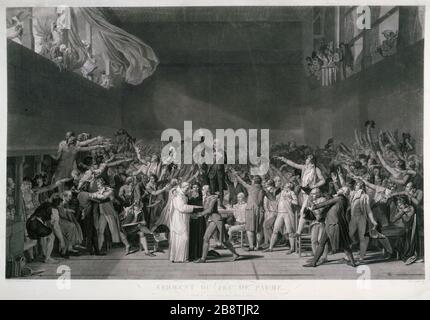 IL GIURAMENTO DEL CAMPO DA TENNIS Jazet d'après Jacques-Louis David. "Le serment du Jeu de Paume". Parigi, musée Carnavalet. Foto Stock