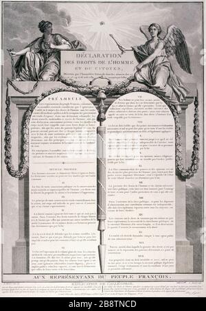 DICHIARAZIONE DEI DIRITTI DELL'UOMO E DEL CITTADINO Jean-Jacques le Barbier l'aîné (1738-1826). "Déclaration des droits de l'homme et du citoyen", août 1789. Parigi, musée Carnavalet. Foto Stock