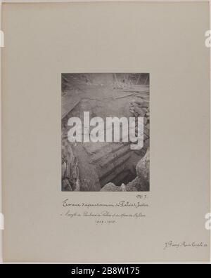 7 / lavori ingrandimenti del Palazzo di Giustizia / all'angolo di Boulevard du Palais e il Quai des Goldsmiths / 1909-1910. Lavori per espandere il tribunale all'angolo di Boulevard du Palais e il Quai des Goldsmiths, quarto distretto, Pa Barry, Jean. N°7 / Travaux des agrandissements du Palais de Justice / à l'angle des boulevard du Palais et du quai des Orfèvres / 1909-1910. "Travaux d'agrandisement du palais de Justice à l'angle du boulevard du Palais et du quai des Orfèvres, 4ème circondario, Parigi". Tire au gélatino-bromure d'argent. entre 1909-et 1910. Parigi, musée Carnavalet Foto Stock