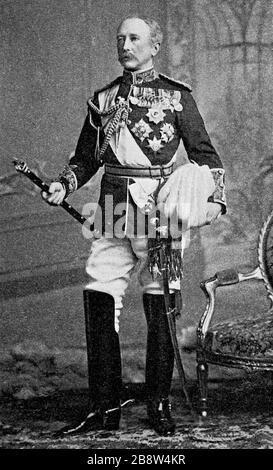 Garnet Joseph Wolseley, 1° Visconte Wolseley, 4 giugno 1833 – 25 marzo 1913, è stato un . Viscount Wolseley, 4. Giugno 1833 -25. März 1913, war britischer Feldmarschall und Oberbefehlshaber der britischen Armee, Historiisch, riproduzione digitale migliorata di un originale del 19 ° secolo / digitale Reproduktion einer Originalvorlage aus dem 19. Jahrhundert, Foto Stock