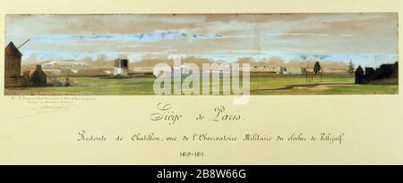 REDOUTE CHATILLON DI VISTA DELL'OSSERVATORIO DEL CAMPANILE MILITARE VILLEJUIF, SEDE PARIGI 1870-1871 CAMILLE CHAZAL (1825-1875). "Redoute de Chatillon vue de l'observatoire militaire du clocher de Villejuif, Siège de Paris 1870 - 1871, 15 novembre 1870". Parigi, musée Carnavalet. Foto Stock