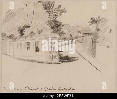 Angolo tra St Vincent Street e Girardon a Montmartre Foto Stock