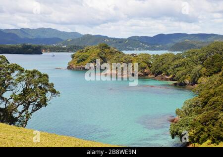 Vista aerea sulla baia delle isole nuova zelanda Foto Stock