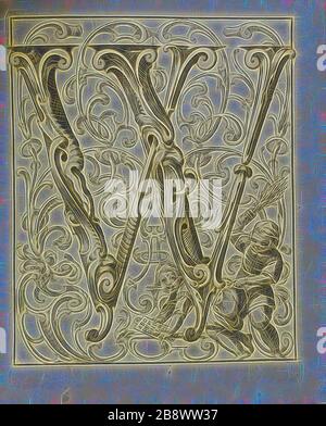 Alfabeto, 1627, Lucas Kilian, tedesco, 1579-1637, Germania, Libro con 24 incisioni, legate in levante cremisi con carte da parati marmorizzato, slip case esterno, 168 x 142 mm (foglio), 170 x 150 (rilegatura chiusa), Reimagined by Gibon, design di calda luce luminosa e luminosa. Arte classica reinventata con un tocco moderno. La fotografia ispirata al futurismo, che abbraccia l'energia dinamica della tecnologia moderna, del movimento, della velocità e rivoluziona la cultura. Foto Stock