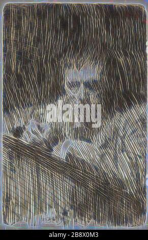 Un pittore-etcher (autoritratto), 1889, Anders Zorn, svedese, 1860-1920, Svezia, incisione su carta avorio wove, 112 x 72 mm (immagine), 118 x 79 mm (piastra), 492 x 395 mm (foglio), Reimagined by Gibon, disegno di calda luce allegra di luminosità e raggi di luce. Arte classica reinventata con un tocco moderno. La fotografia ispirata al futurismo, che abbraccia l'energia dinamica della tecnologia moderna, del movimento, della velocità e rivoluziona la cultura. Foto Stock