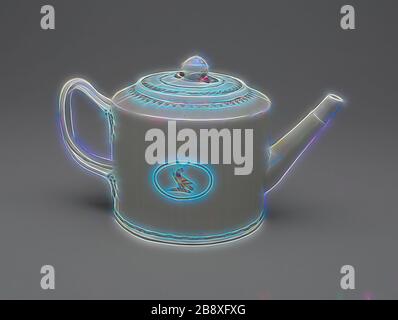 Teapot, c. 1790, Cina, Cinese, Made for the American Market, Cina, porcellana, H.: 14,8 cm, Reimagined by Gibon, design di caldo e allegro bagliore di luminosità e raggi di luce radianza. Arte classica reinventata con un tocco moderno. La fotografia ispirata al futurismo, che abbraccia l'energia dinamica della tecnologia moderna, del movimento, della velocità e rivoluziona la cultura. Foto Stock