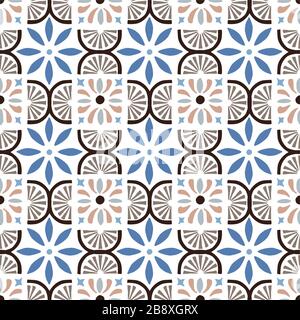 Stelle disegnate a mano a forma di Marocchino senza cuciture per biglietti di auguri Ramadan Kareem, sfondi islamici, tessuto, banner web. Azulejos portoghese Illustrazione Vettoriale