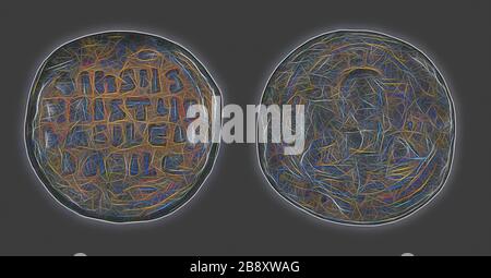 Anonimo Follis (Coin), attribuito a Giovanni i Tzimisces, ad 972/976, Bizantino, Grecia, Bronzo, Diam. 3,5 cm, 16,81 g, Reimagined by Gibon, design di calore allegro di luminosità e raggi di luce radianza. Arte classica reinventata con un tocco moderno. La fotografia ispirata al futurismo, che abbraccia l'energia dinamica della tecnologia moderna, del movimento, della velocità e rivoluziona la cultura. Foto Stock