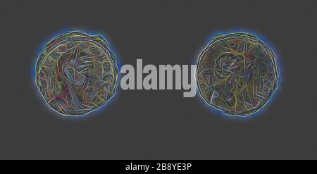 Tetradrachm (moneta) raffigurante l'imperatore Claudio Gothicus, ad 268/270, romano, minato ad Alessandria, Egitto, Egitto, Billon, Diam. 2,1 cm, 9,20 g, Reimagined by Gibon, disegno di calda luce allegra di luminosità e raggi luminosi. Arte classica reinventata con un tocco moderno. La fotografia ispirata al futurismo, che abbraccia l'energia dinamica della tecnologia moderna, del movimento, della velocità e rivoluziona la cultura. Foto Stock