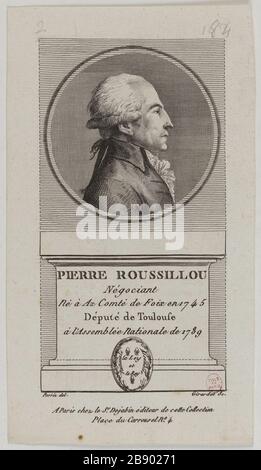 Pierre Roussillou, mercante, MP da Tolosa all'Assemblea Nazionale nel 1789. Abraham Girardet (1772-1820). "Pierre Roussillou, négociant, député de Toulouse à l'Assemblée Nationale de 1789". Fisionotrace. Parigi, musée Carnavalet. Foto Stock