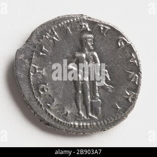 Antoniniano di Gorido III, 240-243 Monnaie romaine. Antoninien de Gordien III, empereur romain de 238 à 244. Argent (revers). Entre 240-243. Parigi, musée Carnavalet. Foto Stock
