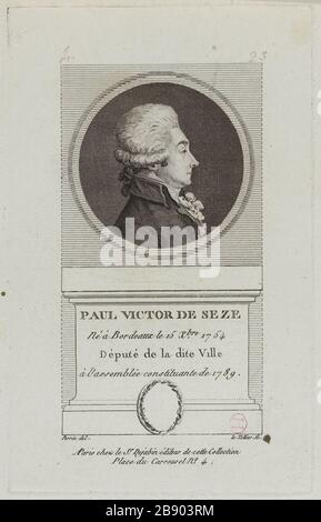 Paul Victor Seze, deputato di Bordeaux all'Assemblea Constuante del 1789. Charles-François le Tellier (1743-1800). "Paul Victor de Seze, député de Bordeaux à l'Assemblée Constuante de 1789". Fisionotrace. Parigi, musée Carnavalet. Foto Stock