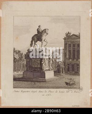 Statua equestre eretta in Place Louis XV a Parigi / 1763. Foto Stock