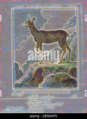 Antilope saltatrix, Stampa, Blackbuck, blackbuck (Antilope cervicapra), noto anche come antilope dell'India, è un antilope trovato in India, Nepal e Pakistan. Il blackbuck è la suola extant stati del genere Antilope. La specie è stata descritta e dato il suo nome binomiale da zoologo svedese Carlo Linneo nel 1758. Sono riconosciute due sottospecie. Esso si erge fino a 74-84 cm (29 a 33) in alto alla spalla. I maschi pesano 20-57 kg (44-126 lb), con una media di 38 kg (84 lb). Le femmine sono più leggeri e di peso 20-33 kg (44-73 lb) o 27 kg (60 lb) in media. La lunga e inanellato corna, 35-75 cm Foto Stock