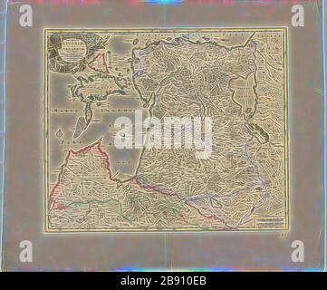 Mappa, Ducatuum Livoniæ, et Curlandiæ, nova tabula, descripta, divisa, et edita per F. de Witt Amstelodami, Frederick de Wit (1630-1706), Copperplate print, Reimagined by Gibon, design di calore allegro di luminosità e raggi di luce radianza. Arte classica reinventata con un tocco moderno. La fotografia ispirata al futurismo, che abbraccia l'energia dinamica della tecnologia moderna, del movimento, della velocità e rivoluziona la cultura. Foto Stock