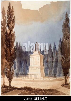 Progetto tomba di Casimir Perier a Pere Lachaise cimitero Achille-François-René Leclère (1785-1853). Projet du Monument funéraire de Casimir Périer au cimetière du Père Lachaise. Acquarelle, lavis. Parigi, musée Carnavalet. Foto Stock
