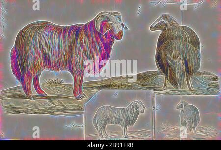 Ovis aries platyura, Print, Ovis è un genere di mammiferi, appartenente alla sottofamiglia di Caprinae della famiglia dei ruminanti Bovidae. Le sue cinque o più specie altamente socievoli sono conosciute come pecora. La pecora domestica è un membro del genere, ed è pensato per essere discendente dal mouflon selvaggio dell'Asia centrale e sudoccidentale., 1700-1880, Reimagined da Gibon, disegno di calore allegro luminoso di luminosità e raggi di luce radiance. Arte classica reinventata con un tocco moderno. La fotografia ispirata al futurismo, che abbraccia l'energia dinamica della tecnologia moderna, del movimento, della velocità e rivoluziona la cultura. Foto Stock