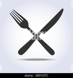 Coltello Forcella segno icona semplice in colori grigio Illustrazione Vettoriale