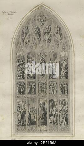 ALBUM N. 1. VETRATE CHIESA ST GODARD ROUEN D'après l'atelier Gsell-Laurent. Album n° 1. Vitrail de l'église Saint-Godard à Rouen. Lithographie. Parigi, musée Carnavalet. Foto Stock