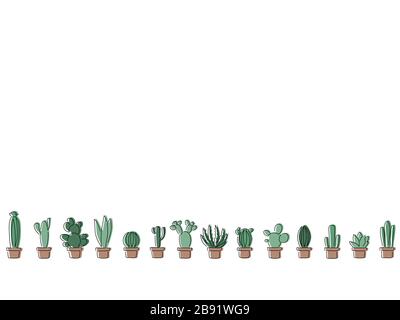 Disegno di linee Cactus, disegno di illustrazioni vettoriali. Illustrazione Vettoriale