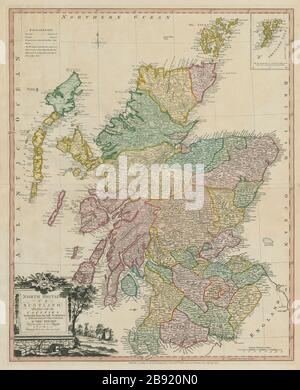 La Gran Bretagna del Nord o la Scozia divise nelle sue contee… KITCHIN / FADEN 1778 mappa Foto Stock