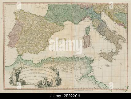 Una mappa del Mar Mediterraneo [West sheet]. Spagna Italia Francia. FADEN 1785 Foto Stock