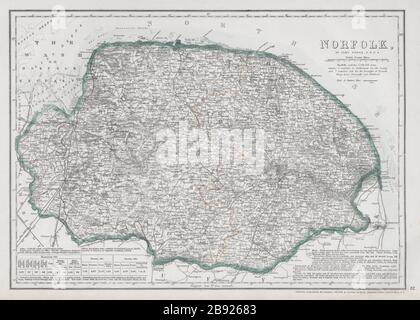 NORFOLK. Provincia. Mostra un'ampia bonifica del terreno di lavaggio proposto. DOWER 1868 mappa Foto Stock