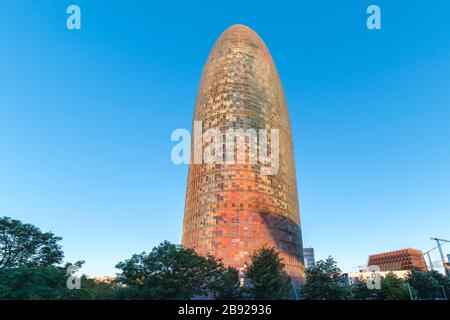 Torre Agbar, Torre GlÃ²ries a Sant MartÃ­, Barcellona Foto Stock