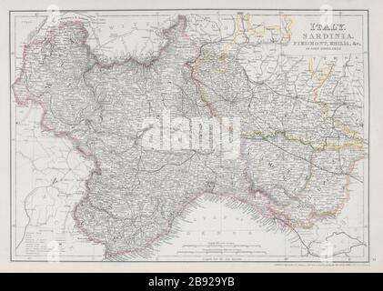 REGNO DI SARDEGNA. Piemonte Savoia Parma Modena Comté de Nice. DOWER 1868 mappa Foto Stock