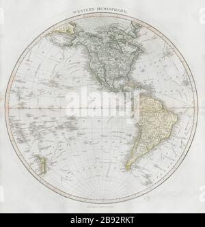 "Emisfero occidentale". Nord e Sud America. Polinesia. THOMSON 1830 vecchia mappa Foto Stock