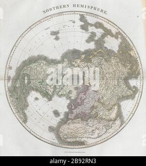 "Emisfero settentrionale". Artico Europa Asia America Africa. THOMSON 1830 vecchia mappa Foto Stock
