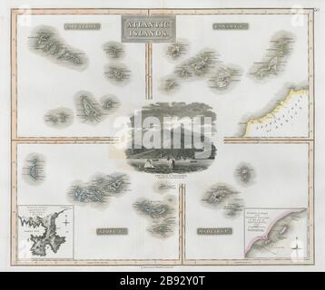 Isole dell'Atlantico. Isole Canarie del Capo Verde Madeira Azzorre. Tenerife. THOMSON 1830 mappa Foto Stock