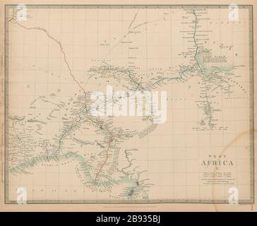 NIGERIA primi percorsi esploratori. Lago Chad. Yariba Houssa Borgou SDUK 1844 mappa Foto Stock
