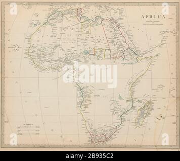 AFRICA pre-dating European Exploration Mountains of Kong SDUK 1844 vecchia mappa Foto Stock