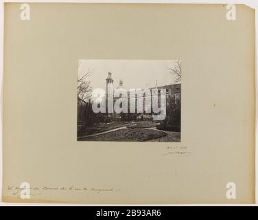 Il Convento Carmelitano della Rue Vaugirard. / il giardino. Vista dal giardino del convento carmelitano, 6 ° arrondissement, Parigi Jardin du couvent des Carmes, rue de Vaugirard. Parigi (VIème arr.). Fotografie di Jean Barry (18.-19.). Avril 1909. Parigi, musée Carnavalet. Parigi, musée Carnavalet. Foto Stock