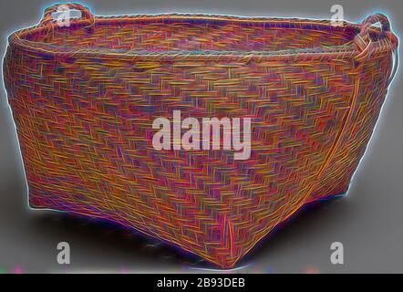Cherokee, Native American, cesto con manici, tra 1890 e 1910, hickory e quercia bianca, totale: 32,4 × × 58,4 cm, Reimagined by Gibon, design di calore allegro di luminosità e raggi di luce radianza. Arte classica reinventata con un tocco moderno. La fotografia ispirata al futurismo, che abbraccia l'energia dinamica della tecnologia moderna, del movimento, della velocità e rivoluziona la cultura. Foto Stock
