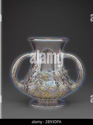 Due maneggiati Vase, 1893, argento, complessivo: 12 15/16 × 14 3/8 × 9 3/8 pollici (32,9 × 36,5 × 23,8 cm), reimmaginata da Gibon, design di calore allegro di luminosità e raggi di luce radianza. Arte classica reinventata con un tocco moderno. La fotografia ispirata al futurismo, che abbraccia l'energia dinamica della tecnologia moderna, del movimento, della velocità e rivoluziona la cultura. Foto Stock