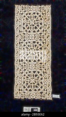 Sconosciuto (italiano), frammento di merletto, 16th/inizio 17th secolo, Reticello Lace, Reimagined by Gibon, disegno di caldo allegro di luminosità e raggi di luce radianza. Arte classica reinventata con un tocco moderno. La fotografia ispirata al futurismo, che abbraccia l'energia dinamica della tecnologia moderna, del movimento, della velocità e rivoluziona la cultura. Foto Stock