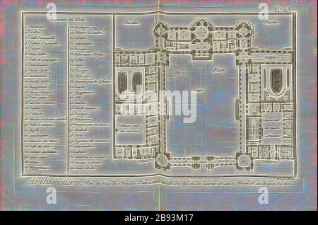 Architettura, piano al piano terra di un grande albergo ..., piano terra di un albergo, firmato: Du dessin de Jacques François Blondl, Benard direx, Pl. 23, dopo p. 48, Blondel, Jacques François (del.), Benard (dir.), 1778, Denis Diderot, M. d'Alembert: Enciclopédie, ou dictionnaire raisonné des sciences, des Arts et des métierss, des Arts et des métiers. Genève: chez Pellet, MDCCLXXVIII [1778], Reimagined by Gibon, design di calda allegra luce di luminosità e raggi di luce radianti. Arte classica reinventata con un tocco moderno. Fotografia ispirata al futurismo, che abbraccia l'energia dinamica della modera Foto Stock