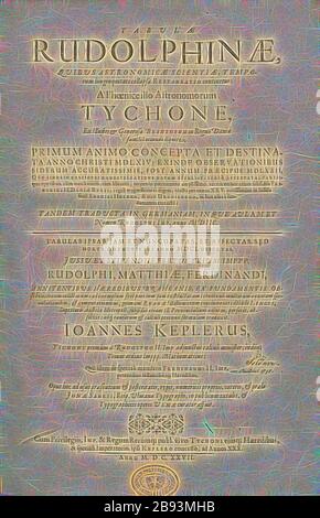 Rundtempel als Allegorie zur Geschichte der Astronomie, pagina del titolo dell'opera, ill., 1, before p. 2, Kepler, Johannes (inv.), Coler, Georg (sc.), 1627, Johannes Kepler: Tabulae Rudolphinae, quibus astronomicae scientiae, temporum longinquitate crollapsae restauratio continetur, a Fenice illo astronomorum Tychone, ex illustri & generosa Braheorum in regno Daniae familia oriundo equite, primum animo concepta et destinata anno Christi MDLXIV [...]. [Ulm]: [Jonas Saur], 1627, Reimagined by Gibon, design di calda e allegra luce incandescente e raggi di luce radianza. L'arte classica è reinventata con un Foto Stock