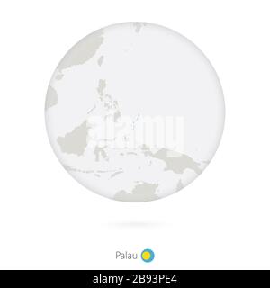 Mappa di Palau e bandiera nazionale in un cerchio. Mappa di Palau contorno con bandiera. Illustrazione vettoriale. Illustrazione Vettoriale