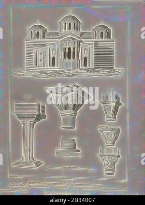 Chiesa dei Teotocos a Costantinopoli. Dettagli, Pl. 3, Acem A a Mescidi, ex chiesa di Sancta Maria de Cinctura a Istanbul, firmato: D'après MR. Albert Lenoir, Bury et Jourdan del, Bury sculps, Fig. 35, p. 127, Lenoir, Albert (inv.), Jourdan, Jean Marie (del. d'après Albert Lenoir), Bury, Jean Baptiste Marie (del. d'après Albert Lenoir et sc.), 1853, Jules Gailhabaud: Monumenti antichi e moderni: Collezione formant une histoire de l'architecture des diférents peuples à toutes. Parigi: Librairie de Firmin Didot frères, 1853, Reimagined by Gibon, design di caldo allegro bagliore Foto Stock