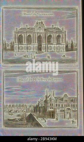 L Ostello Vandosme e l'Ostello del Duca di Luynes, Hôtel de Vandosme e Hôtel de Monsieur le Duc de Luynes a Parigi, Fig. 68, p. 64, Martin Zeiller: topographia" Galliae, oder Beschreibung und der Contrafaitung vornehmbsten und bekantisten Oerter in dem mächtigen und grossen Königreich Franckreich: beedes auss eygner Erfahrung und den besten und berühmbtesten Scribenten così in underschiedlichen Spraachen davon aussgangen seyn auch auss erlangten bericht- und Relationen von etlichen Jahren zusammengetragen eroe in richtige Ordnung gebracht und auff begehren zum Druck verfertiget. Bd. 1. Foto Stock